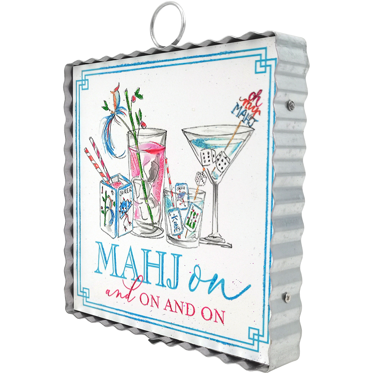 Mini Gallery Mahjong & On wall hanging with a rectangular wooden frame.
