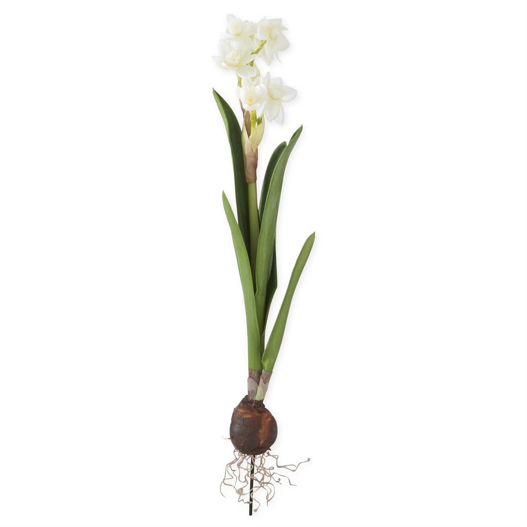 19.5 Inch White Real Touch Daffodil Bulb Pick