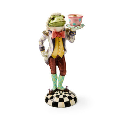 Hand-painted resin candle holder with a tall sculptural silhouette.