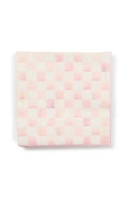 Rosy Check Luncheon Paper Napkins featuring a pink and white checkered pattern.