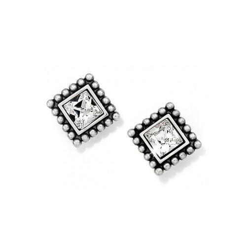 Sparkle Square Mini Post Earrings Silver