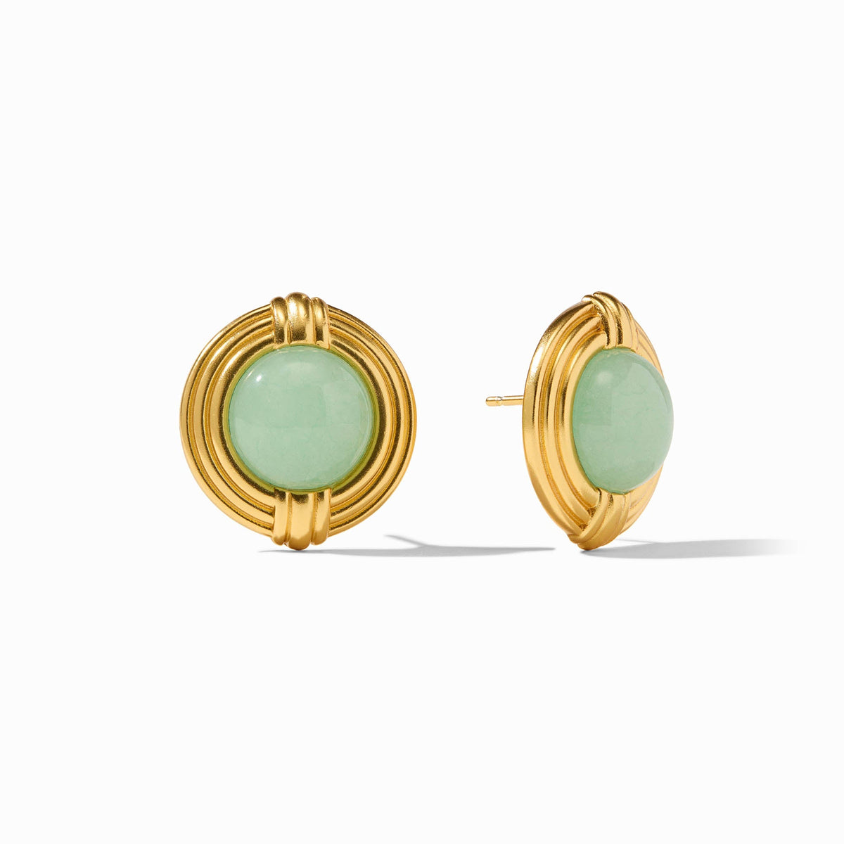 Portofino Statement Stone Stud earrings featuring a jade stone set in 24K gold-plated metal.