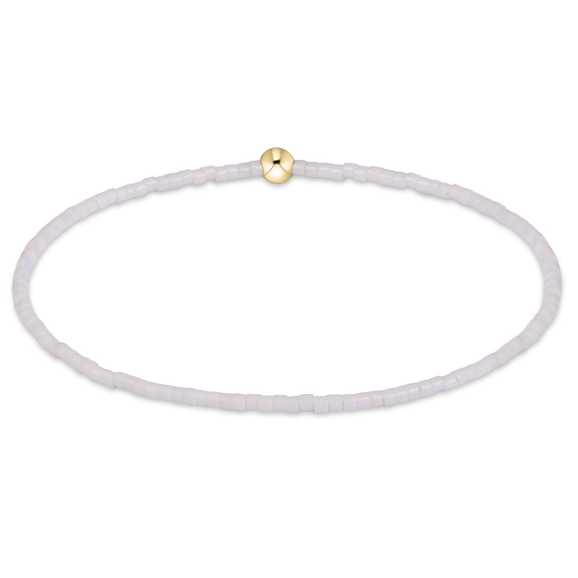 Gameday Hope Classic Bracelet with white 2mm seed beads and a single 4mm 14kt gold-filled bead.
