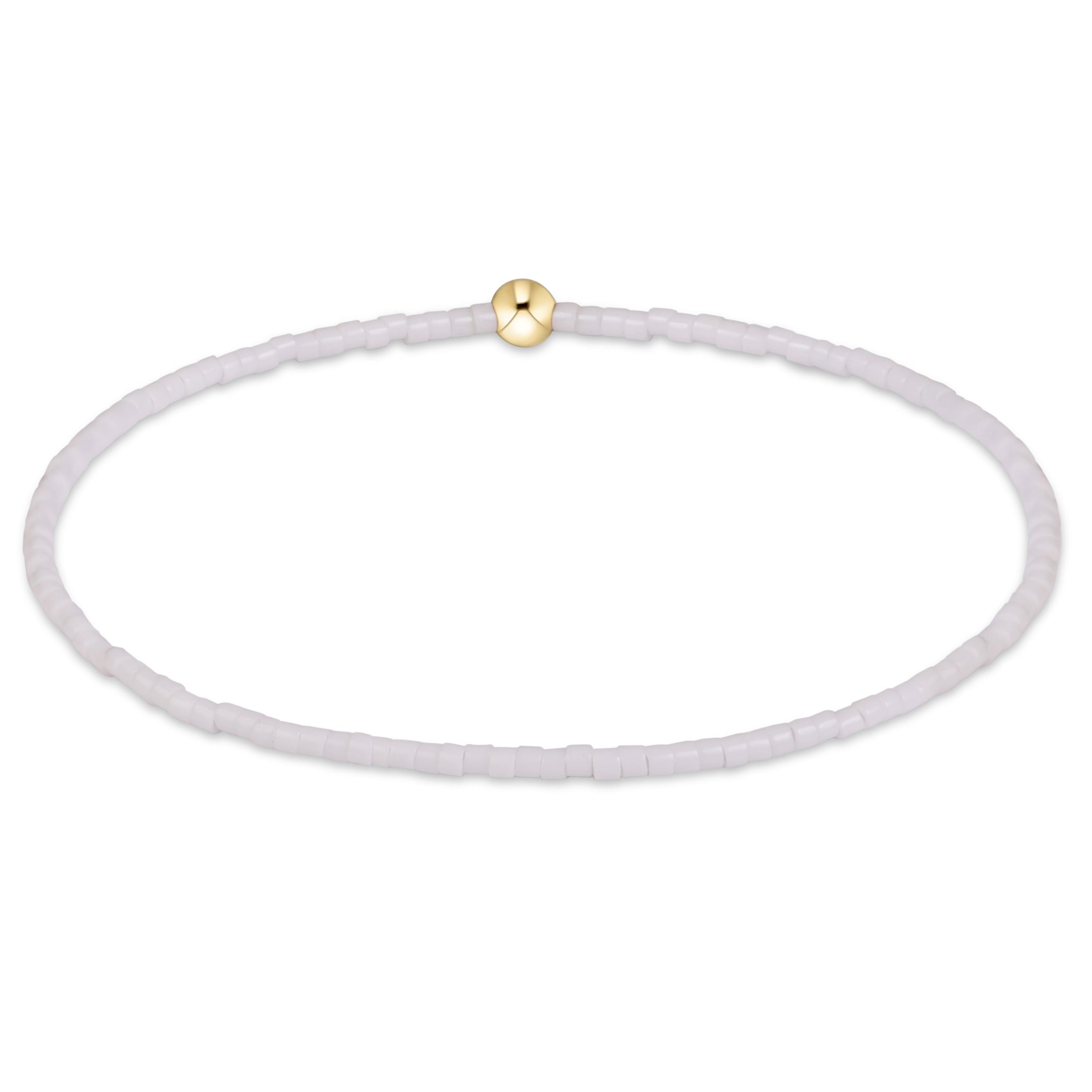 Gameday Hope Classic Bracelet with white 2mm seed beads and a single 4mm 14kt gold-filled bead.