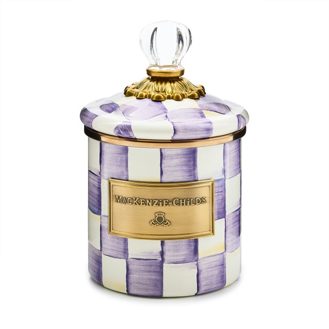 Violet checkered demi canister with lid