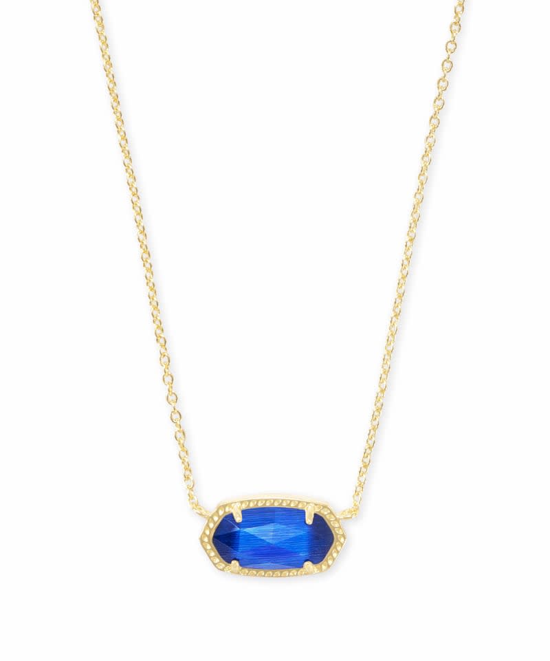 Elisa Short Pendant Necklace in gold-tone metal with a small rectangular pendant on an adjustable chain.