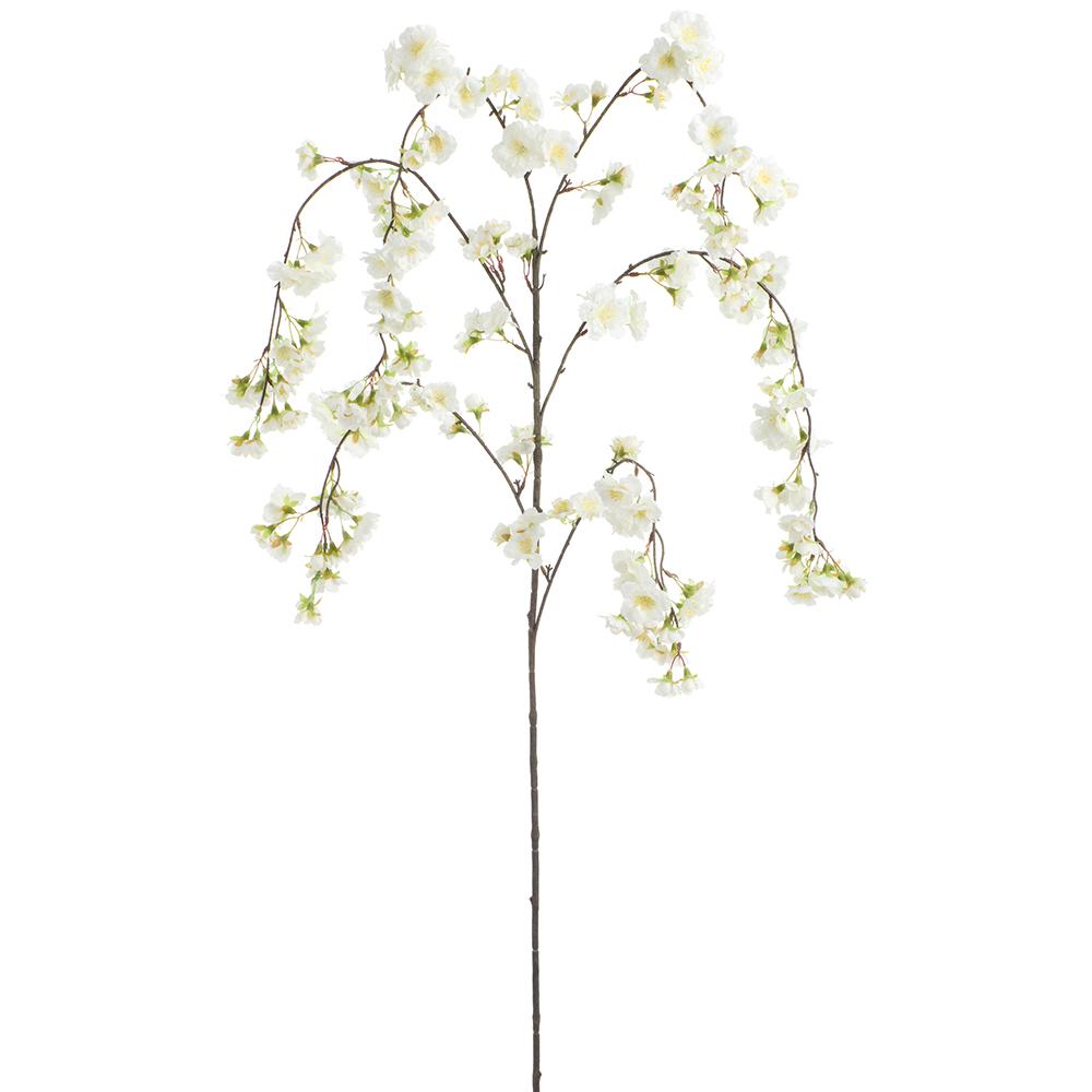 Metal wire hanging spray with cherry blossom fabric petals in pink