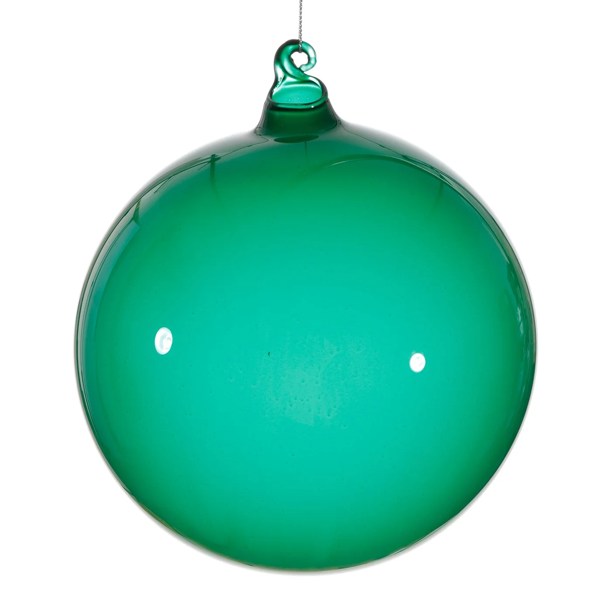 150mm citrus green high-gloss bubblegum glass ball ornament with a hanging loop.