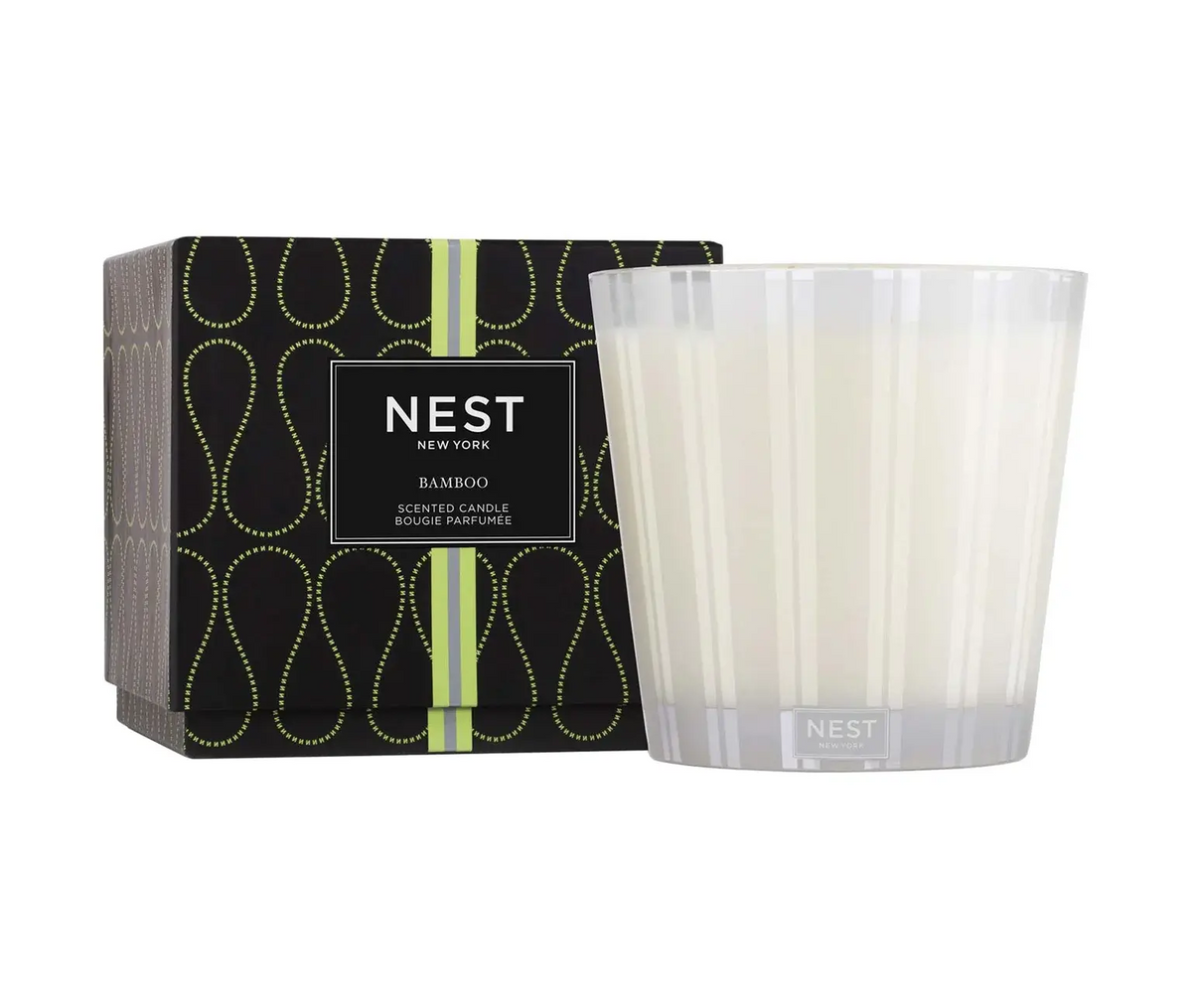 Nest Luxury candle in a reusable glass jar with four cotton wicks