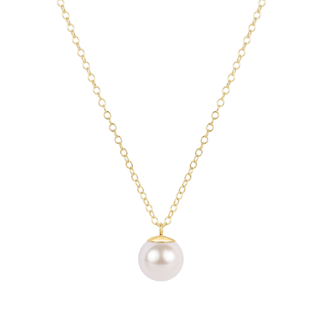 16" Necklace Gold - Classic Pearl 10mm Charm