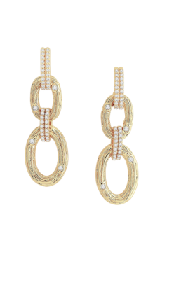 Enchanted Forest Chain Earrings with twig-textured gold links and hand-set crystal bands.
