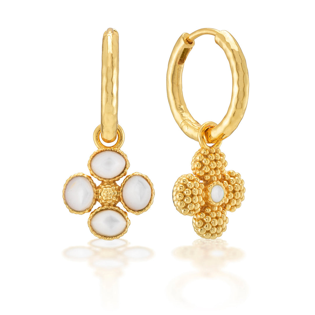Berry Clover Hoop Earrings with Double Sided Charm