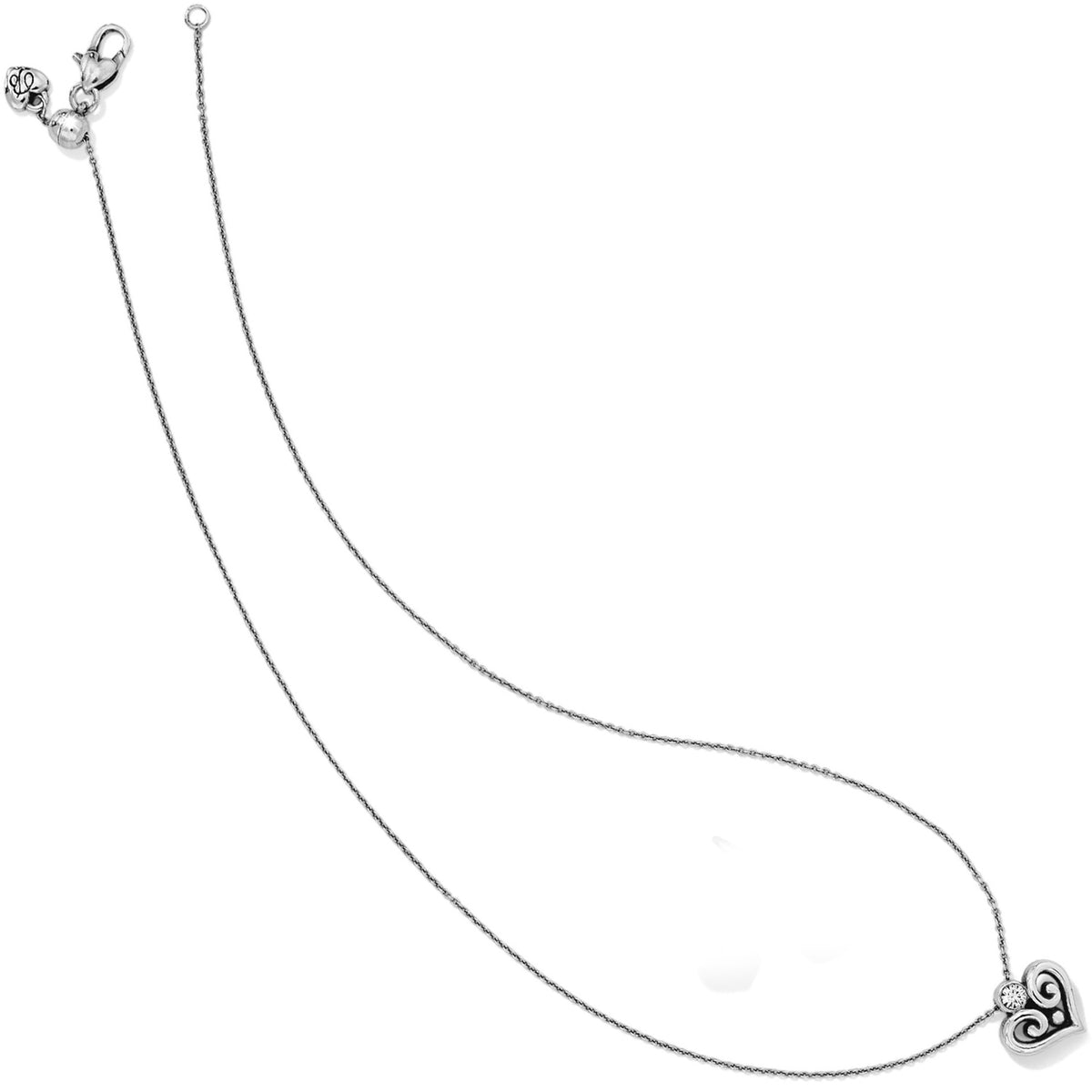 Silver-plated Alcazar Heart Necklace with a crystal-accented heart pendant and adjustable chain.