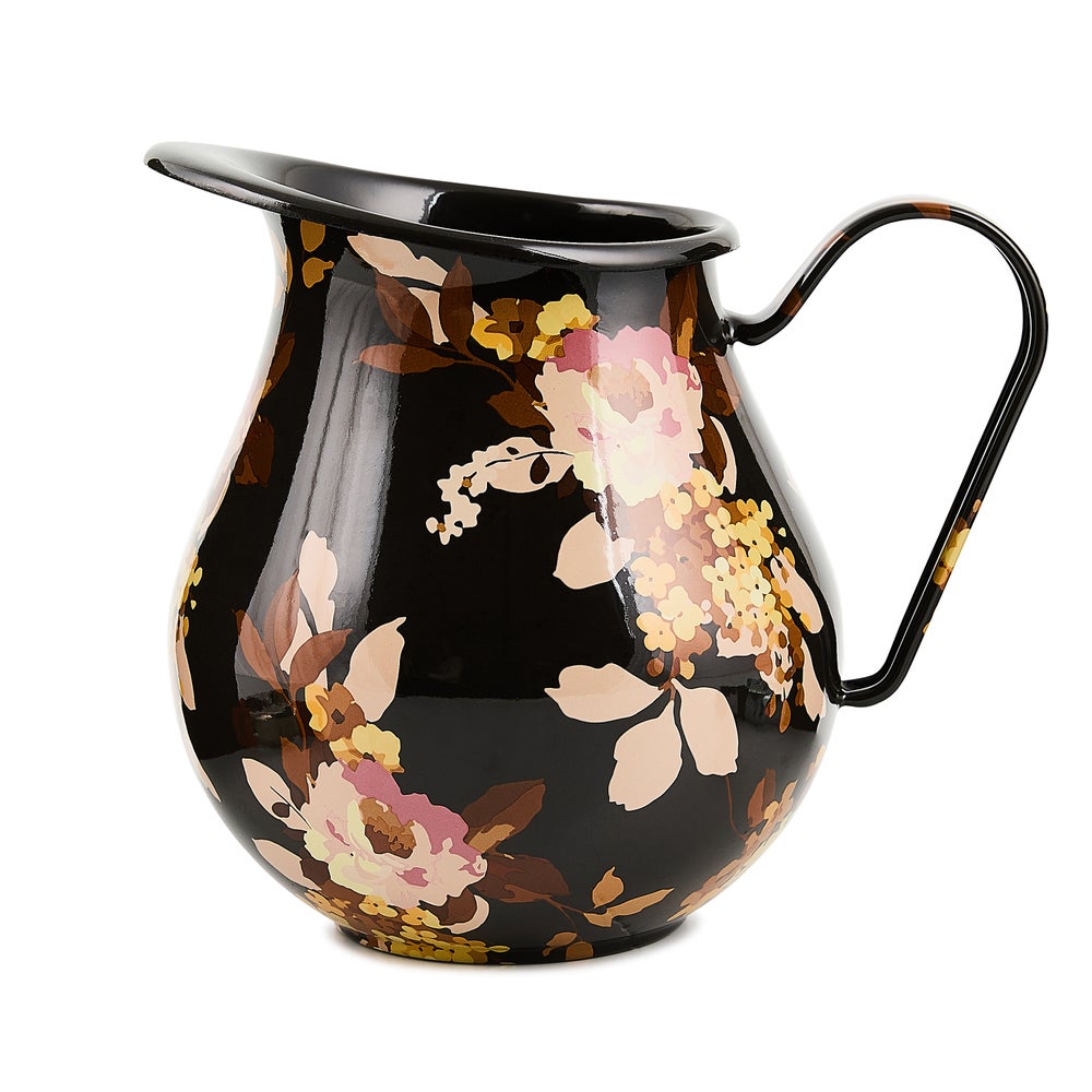 Brown hand-glazed steel pitcher with handle