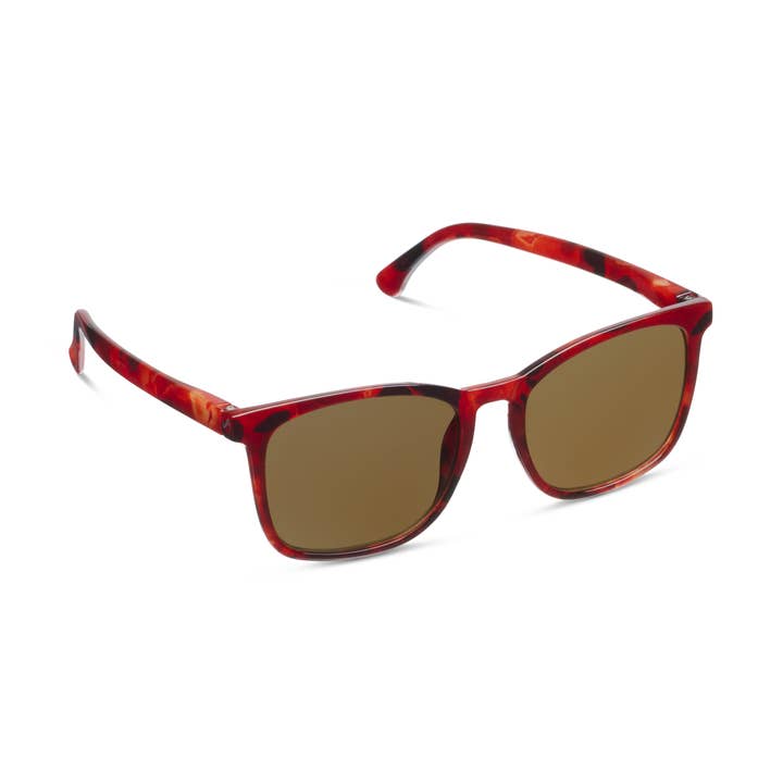 Mateo bifocal sunglasses in fire tortoise polycarbonate frames with amber gradient polarized lenses and spring hinges.