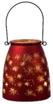 Glass jar with firework LED lights inside on a dark background