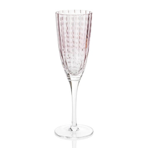 Portofino white dot champagne flute with purple exterior