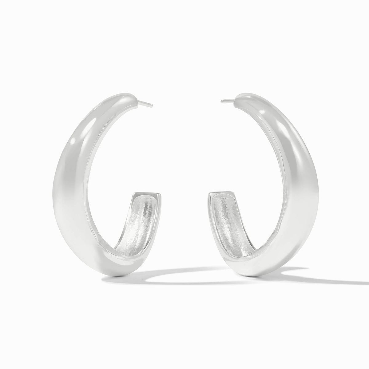 Julie Vos Wave Hoop earring in pure silver plate with a small wave silhouette and pierced ear post.
