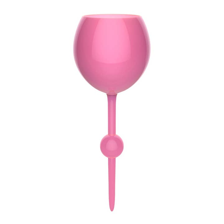 Pink Original Beach Glass with a pointed stem for sand or grass and a floating ball feature.