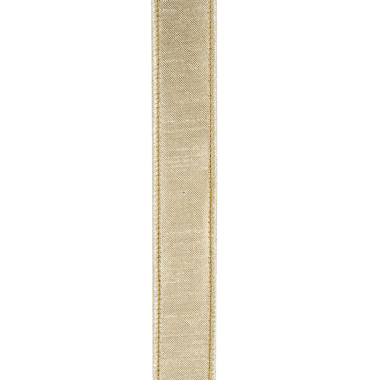 1 inch gold velvet touch deluxe metallic dupioni backed wired edge ribbon.