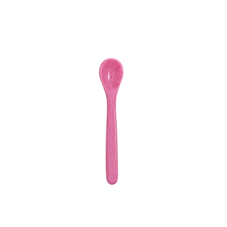 Pink marbled resin Color Pop Spoon with a rounded bowl and slim handle.