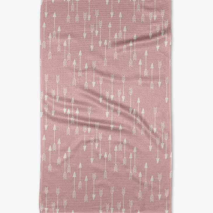 Recycled polyester waffle weave tea towel with single-sided print