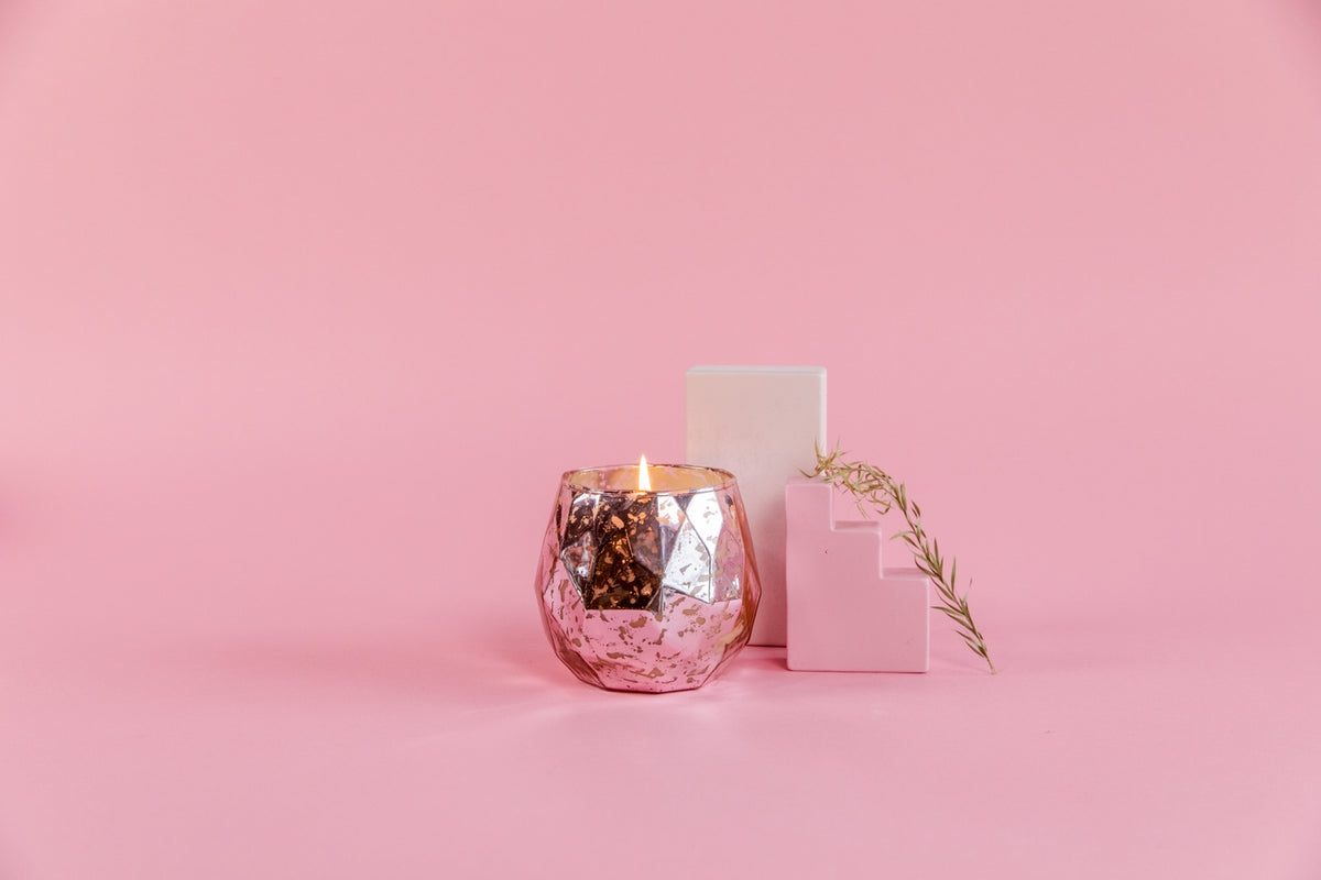 Soy-blend candle in Sweet Grace Collection #011 with exotic passion fruit and patchouli scent.