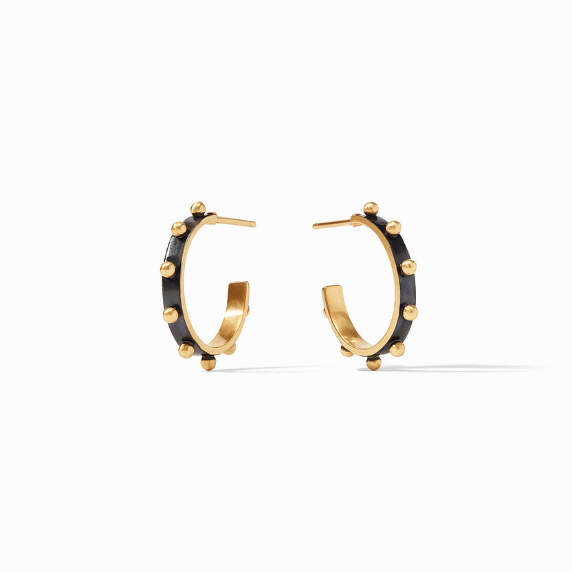 Gold-plated SoHo hoop earring featuring studded beads in a mixed metal finish.