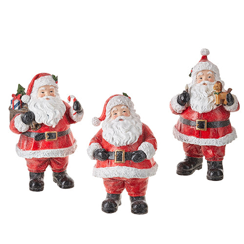 Nine-inch vintage Santa figurine made of resin with a classic red suit silhouette.