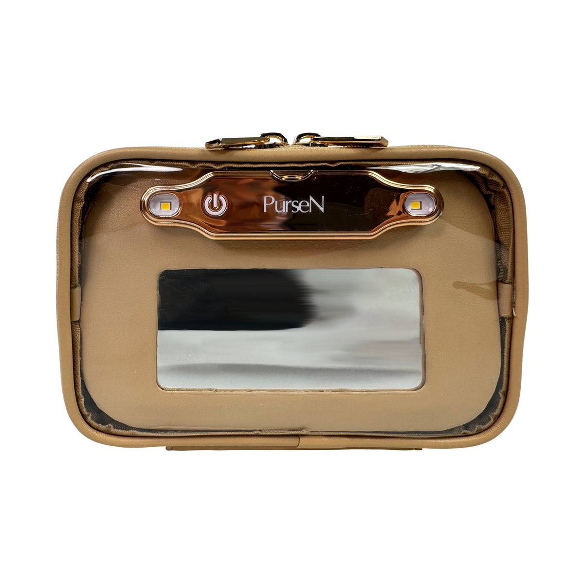 Littmini lighted mirror case in vegan leather with clear PVC front pockets