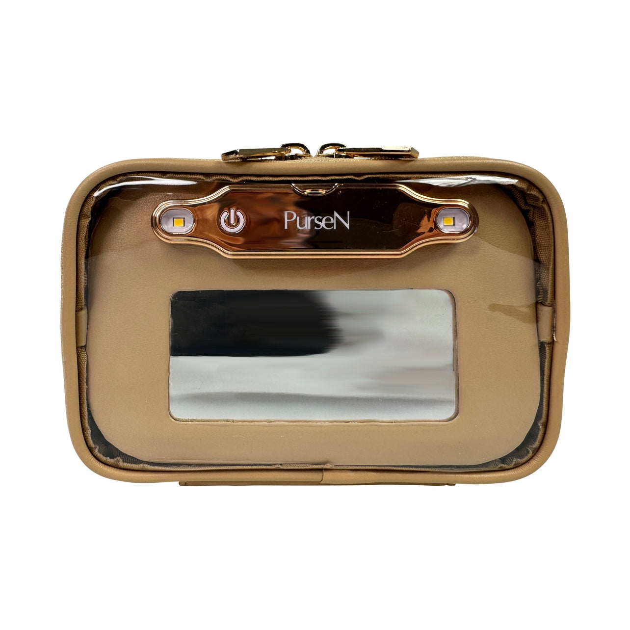 Littmini lighted mirror case in vegan leather with clear PVC front pockets