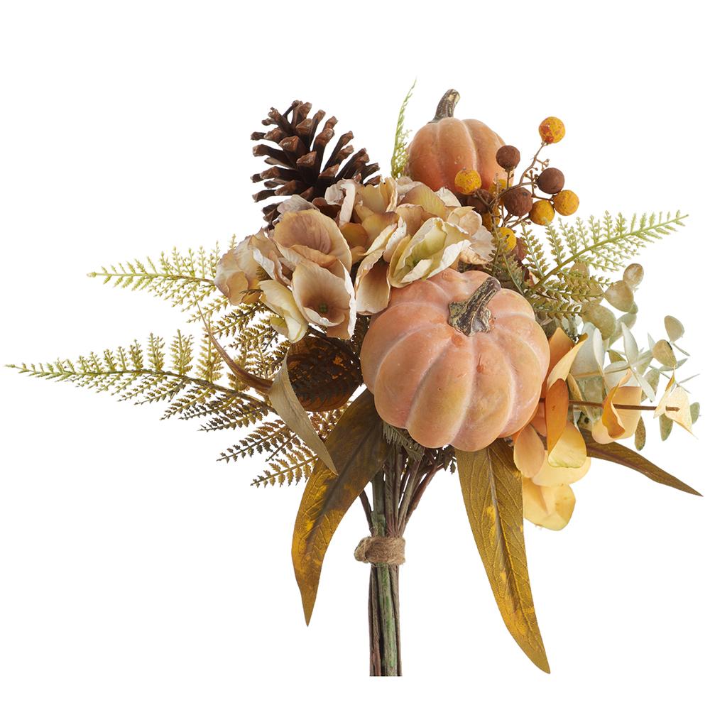 12.5" Hydrangea/Pumpkin/Pine Cone Bouquet Fall