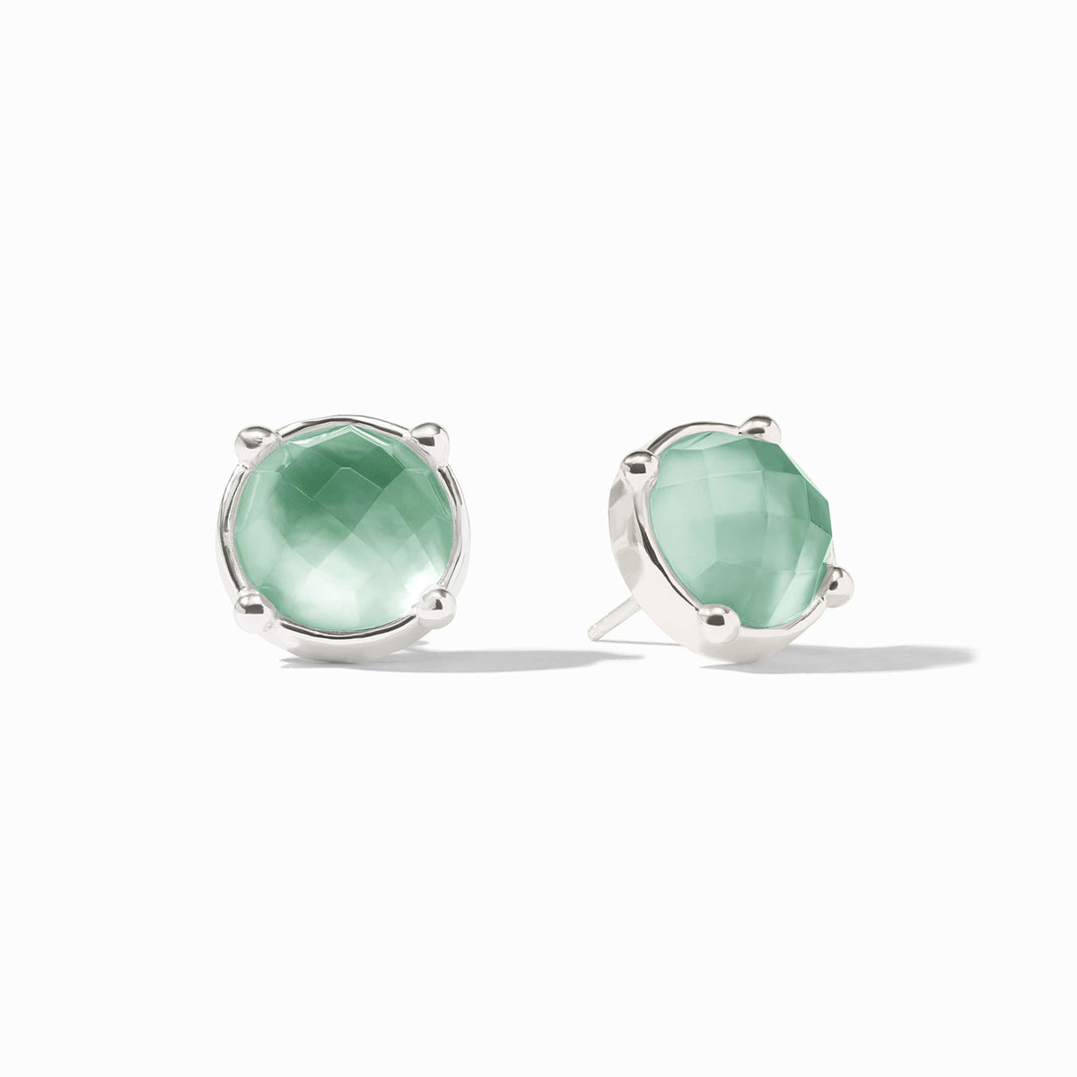 Honey stud earrings with glass stones on pure silver plated posts