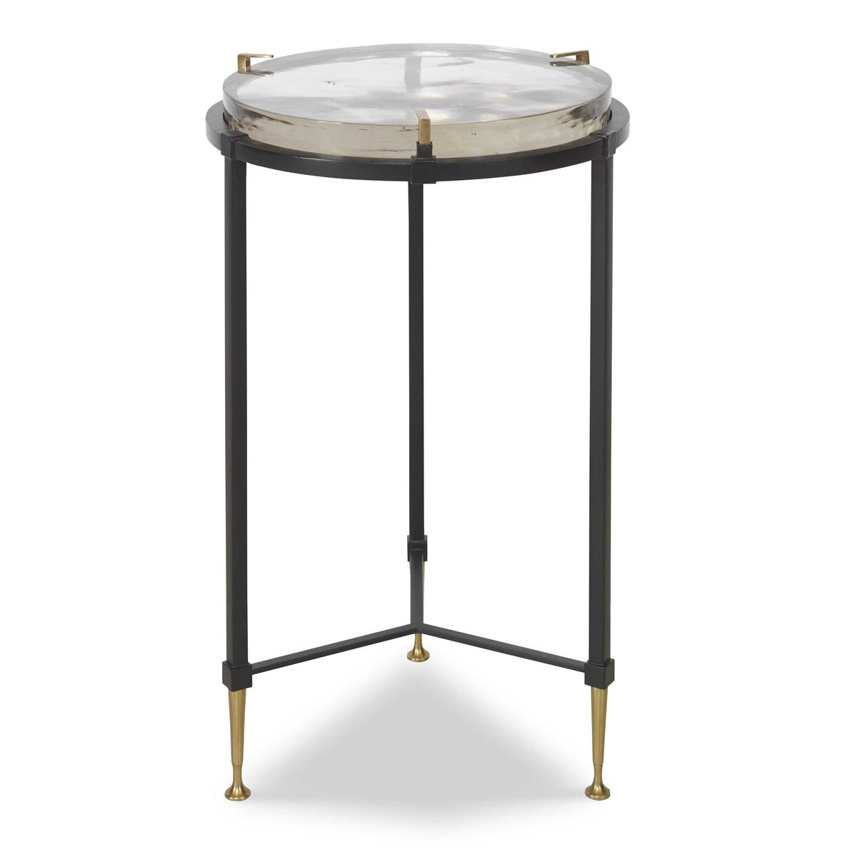 Round ice block accent table with a clear acrylic top and base.