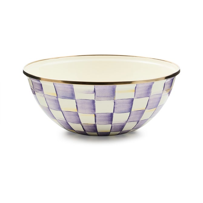 Violet check medium everyday bowl with a square silhouette