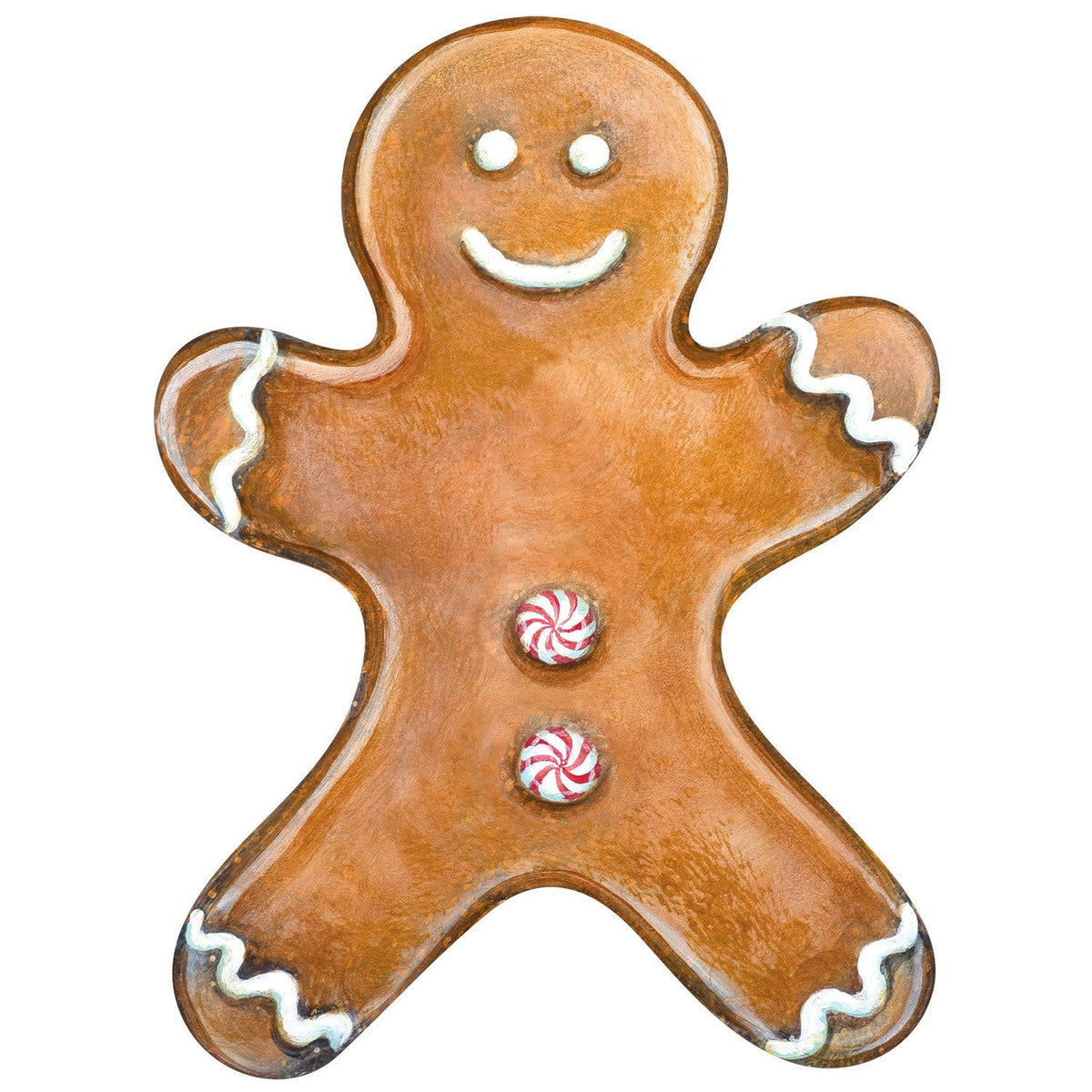 Gingerbread man table accent figurine with classic cookie shape in warm brown tone.