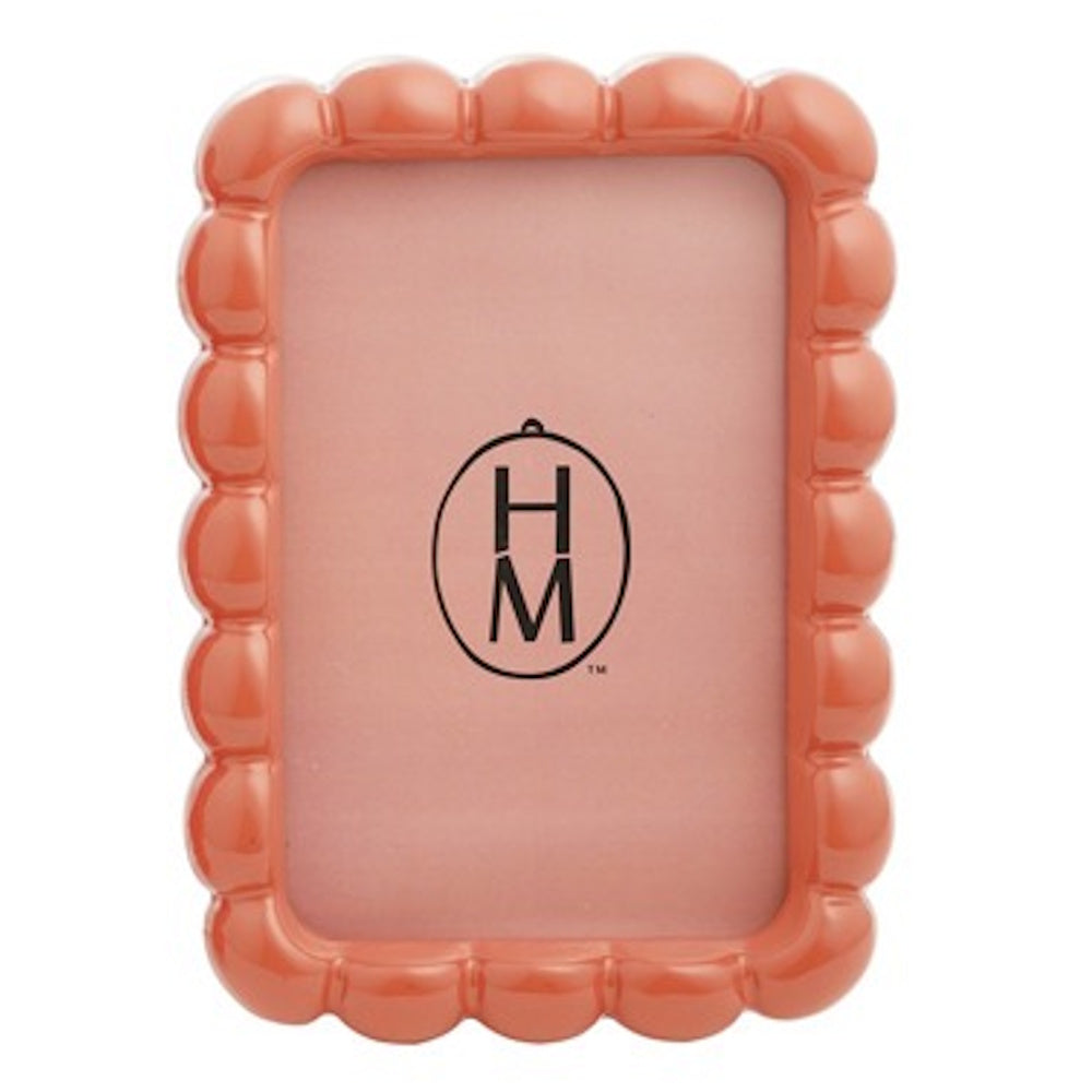 Orange resin scalloped 4x6 photo frame with a glossy finish.