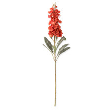 31.5 inch artificial orange stock stem with vibrant orange flower clusters and green leaves.