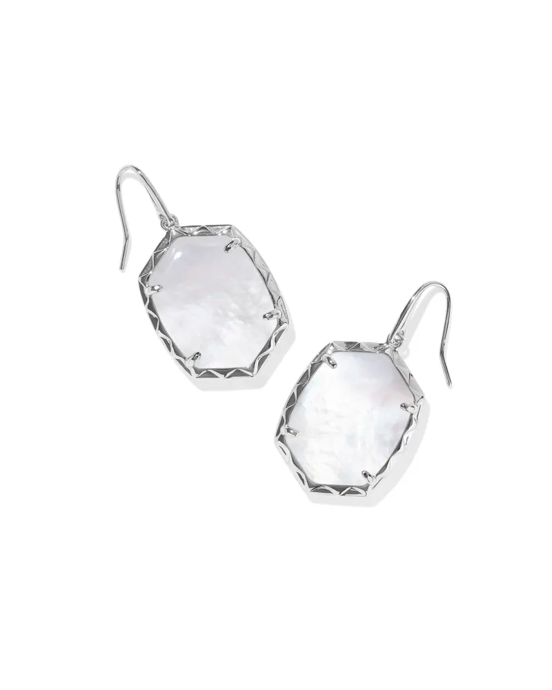 Daphne drop earrings with a playful textured frame in silver-tone metal.