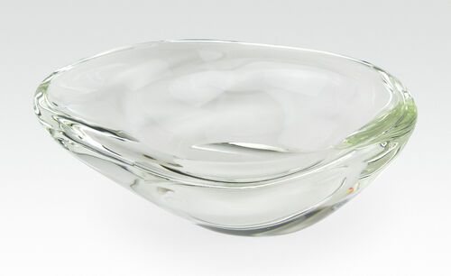 Free form crystal glass bowl with a clear, irregular organic shape.