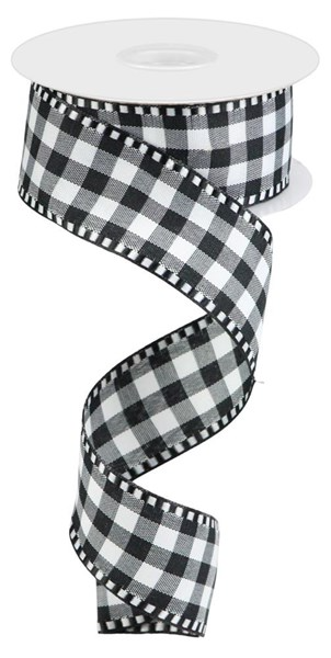 10-yard roll of white fabric with blue gingham check pattern