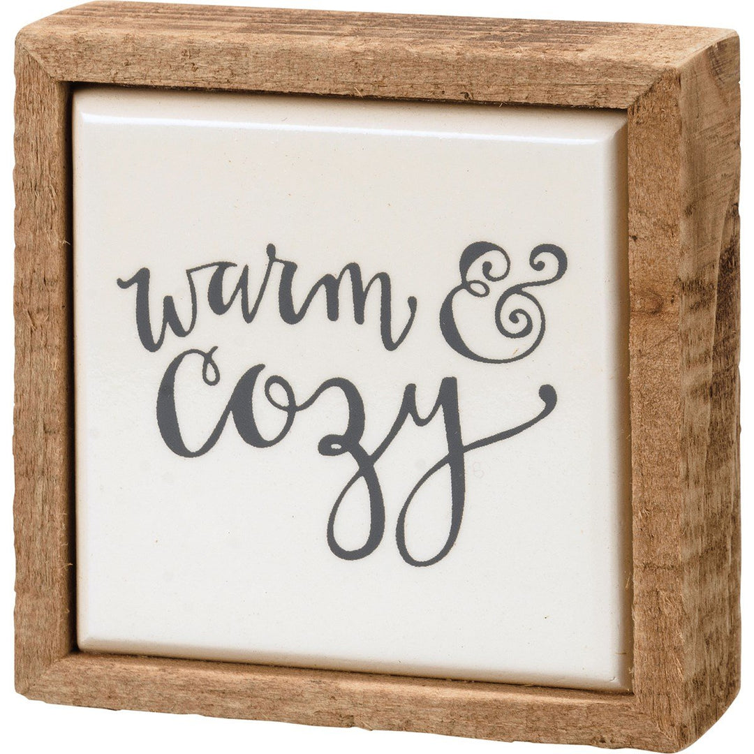Wooden box sign mini with tile-like finish displaying hand-lettered Believe sentiment in festive Christmas collection.