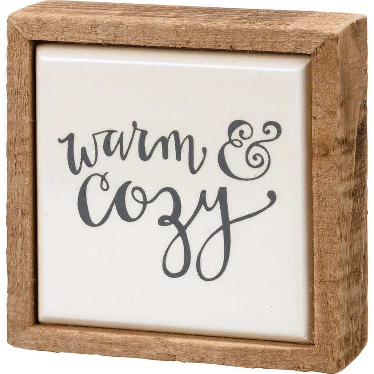 Wooden box sign mini with tile-like finish displaying hand-lettered Believe sentiment in festive Christmas collection.