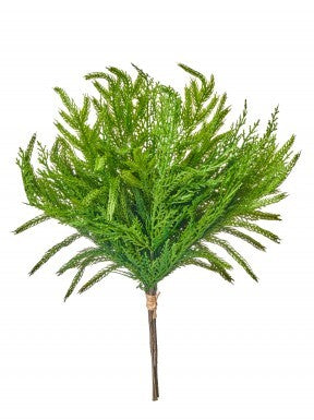 17 inch Real Touch Cedar and Norfolk Pine Bundle with lifelike green needles and brown stems.