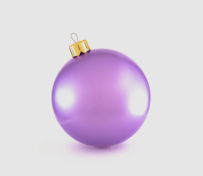 30-inch inflatable Holiball ornament in white with a festive topper.