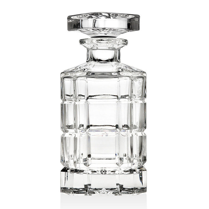 Radius Whiskey Decanter in clear glass with a wide cylindrical body and tapered spout.