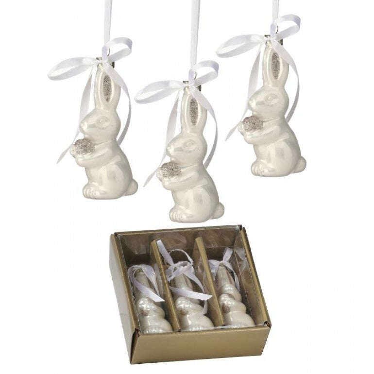 4.5" Glass Bunny Ornament Champagne