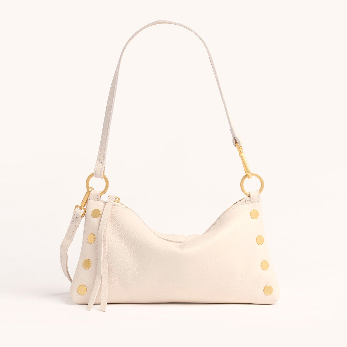 Kyle Bag in black leather featuring a detachable crossbody strap and short shoulder straps.