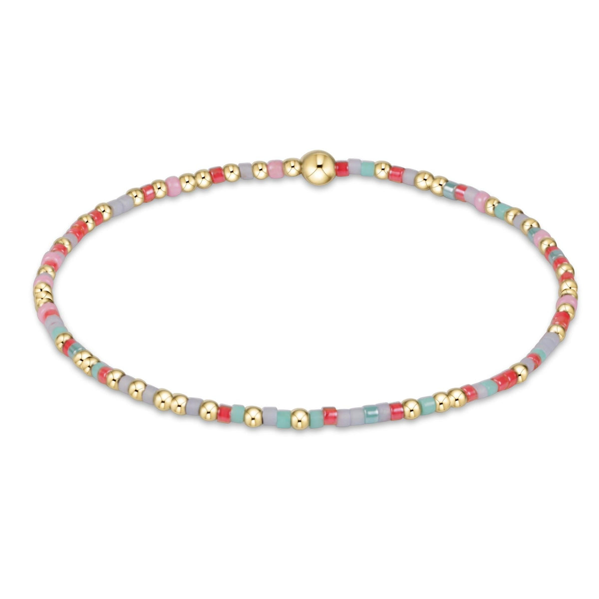 Hand-beaded Hope Unwritten bracelet with mixed seed beads in various colors on high-performance elastic.