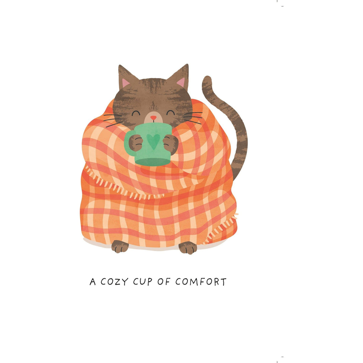 White ceramic mug with embossed text reading 'Occasion - Get Well Cozy Cat' and an interior message wishing a speedy recovery.